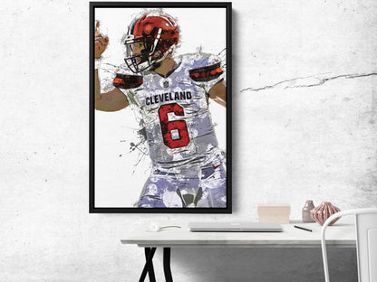 Baker Mayfield Poster Cleveland Browns Football Painting Hand Made Posters Canvas Print Kids Wall Art Man Cave Gift Home Decor