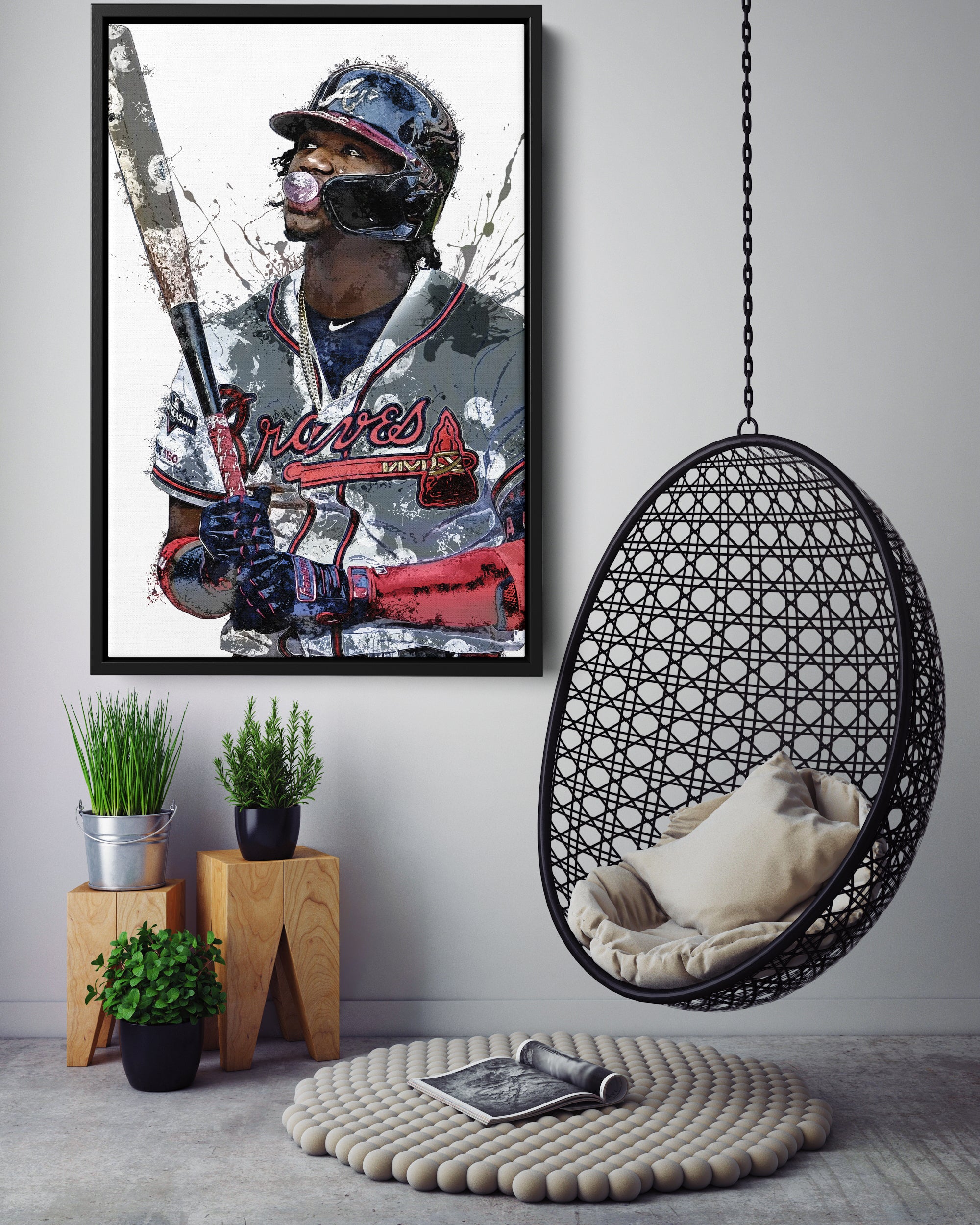 Ronald Acuna Jr Poster Canvas Frame Kids Wall Decor Baseball 