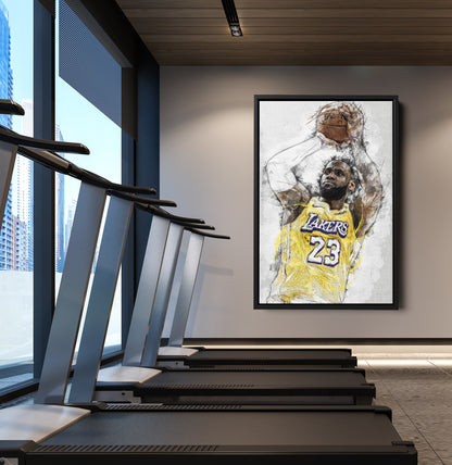 Lebron James Art Poster Los Angeles Lakers Basketball Hand Made Posters Canvas Framed Print Wall Kids Art Man Cave Gift Home Decor