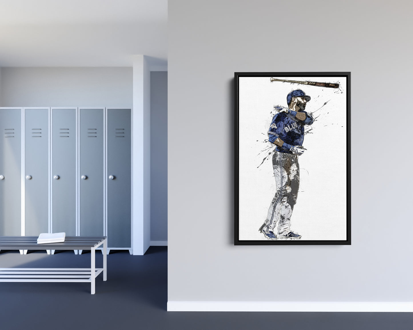 Jose Bautista Bat Flip Poster Toronto Blue Jays Baseball Painting Hand Made Posters Canvas Framed Print Wall Kids Art Man Cave Gift Home Decor