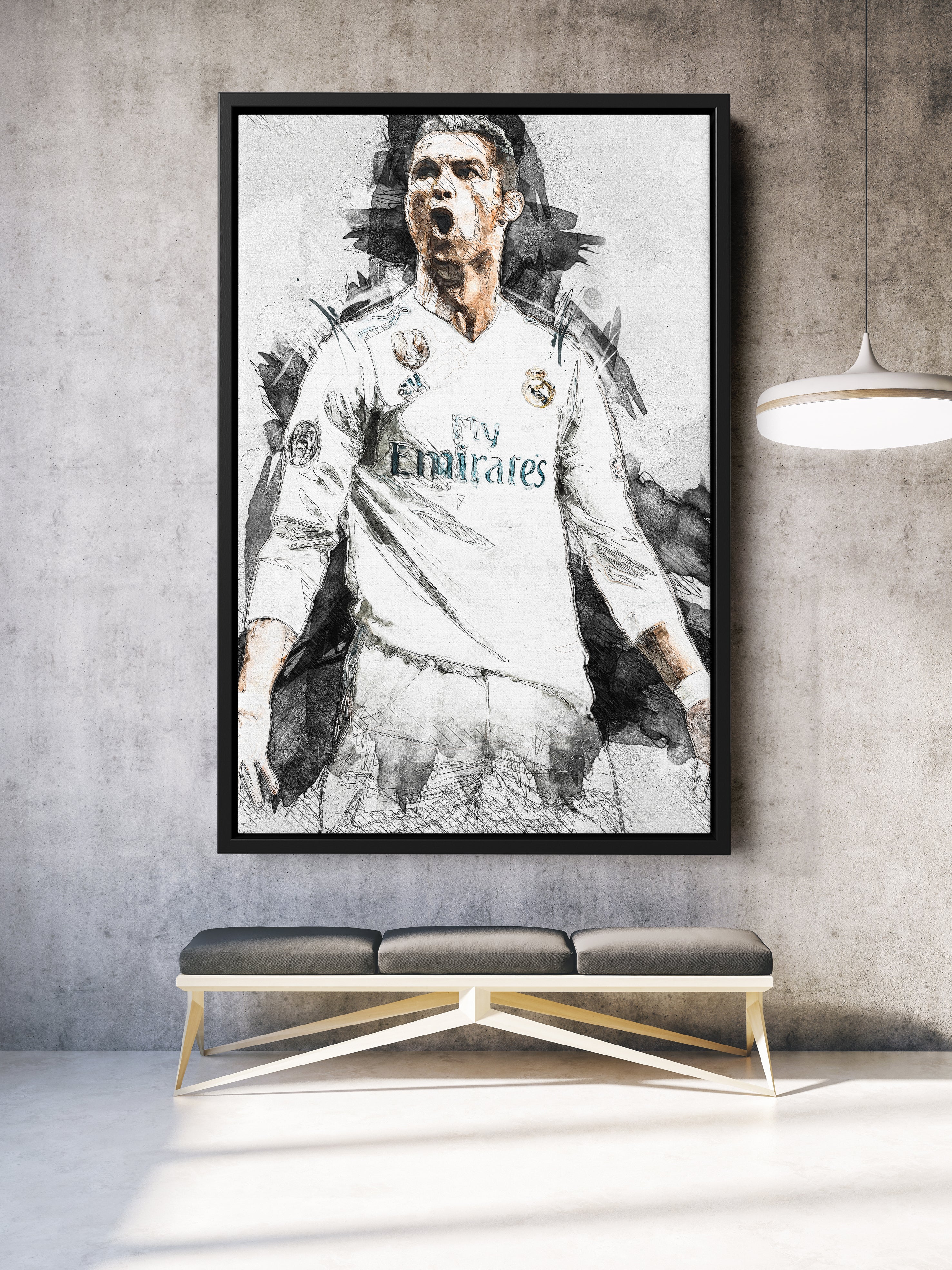 Cristiano Ronaldo Poster, Real Madrid, Soccer Poster, Textured Modern, Wall  Art