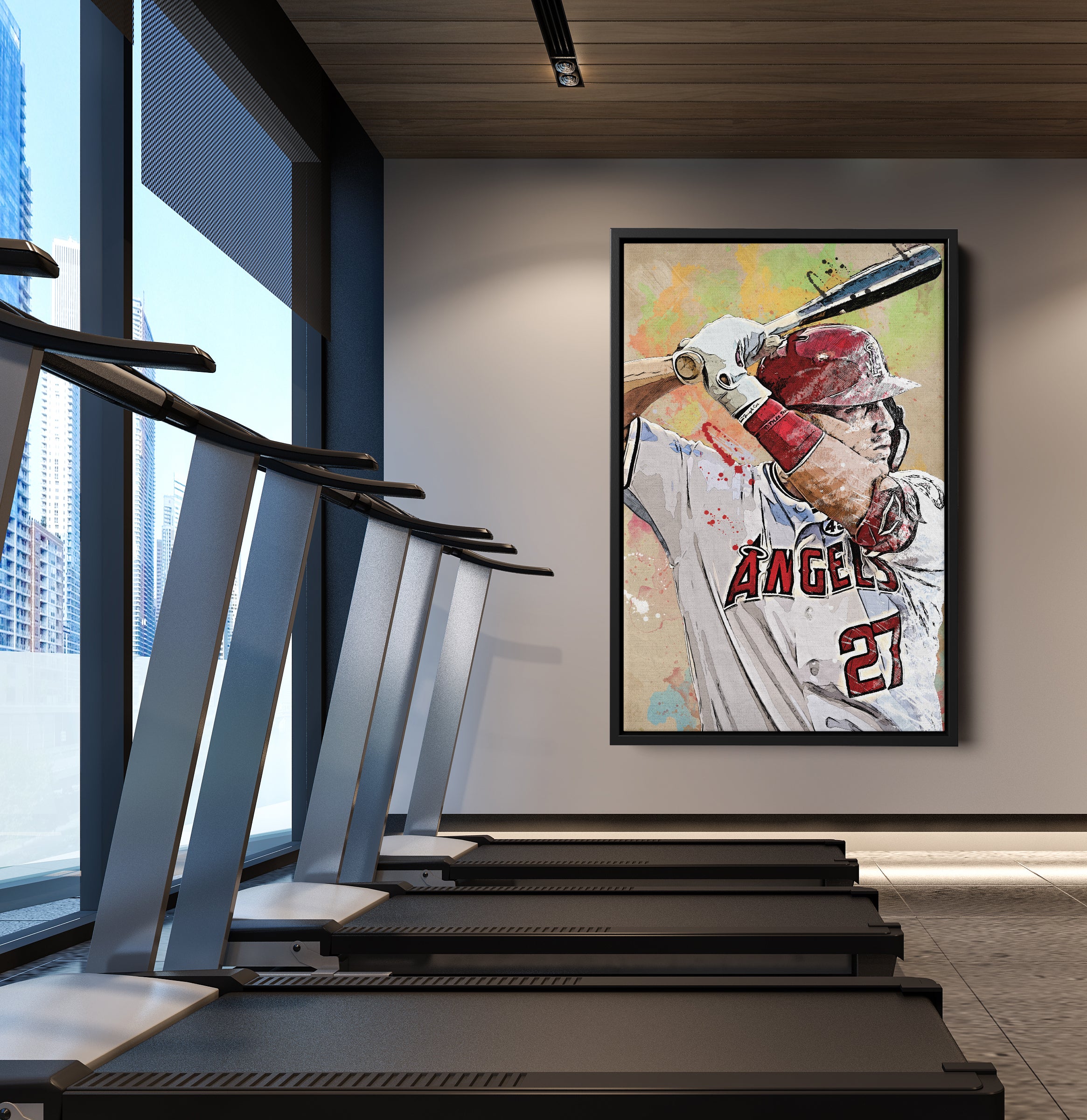 Mike Trout Printable Art Portrait Angel's Baseball 27 