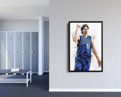 Dirk Nowitzki Poster Dallas Mavericks Basketball Painting Hand Made Posters Canvas Print Kids Wall Art Man Cave Gift Home Decor