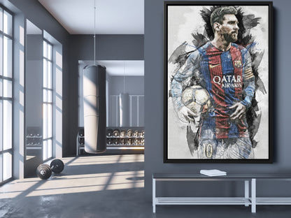 Lionel Messi Poster Barcelona Soccer Player Hand Made Posters Canvas Framed Print Wall Kids Art Man Cave Gift Home Decor