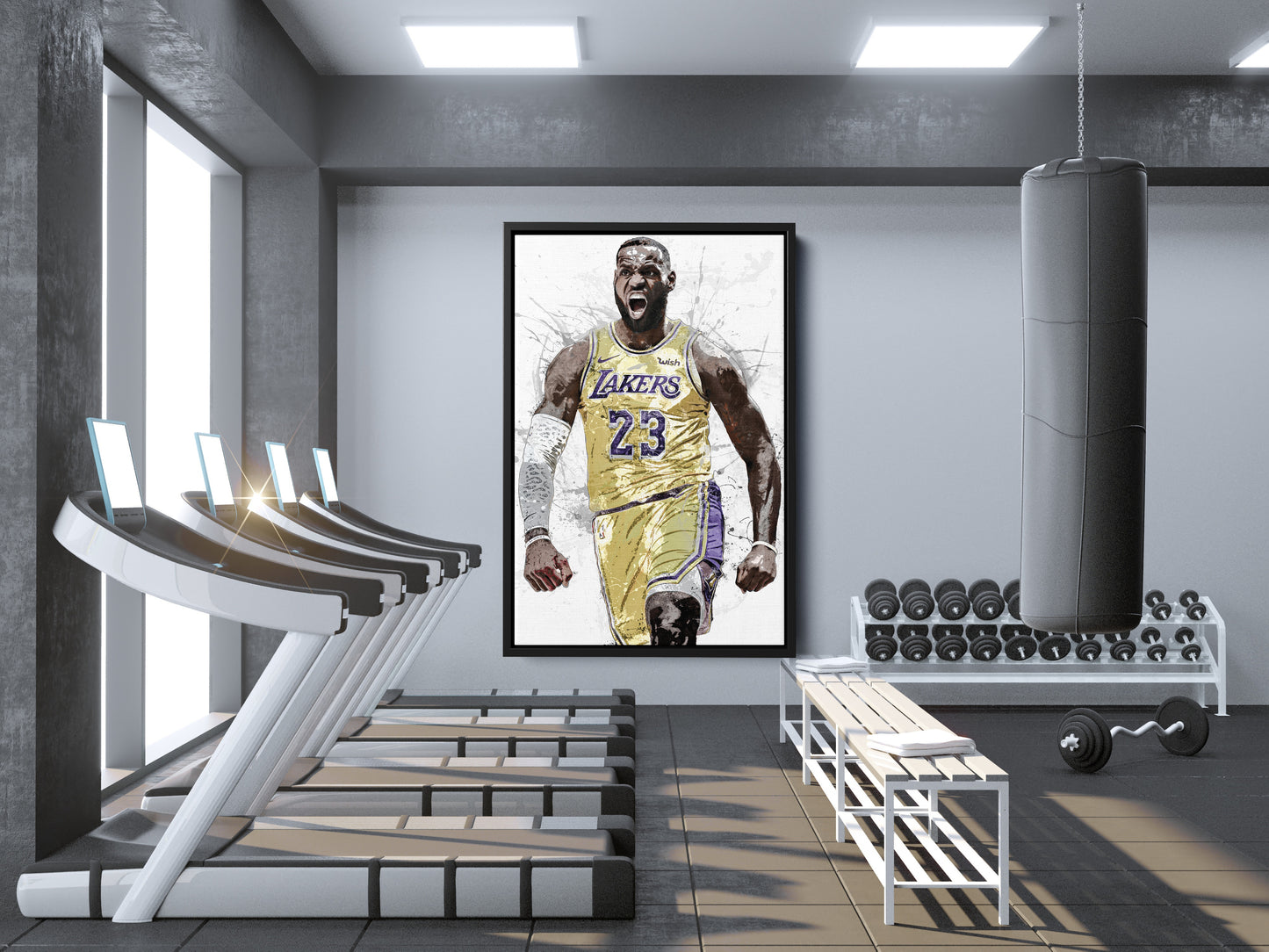 LeBron James Art Poster Los Angeles Lakers Championship Basketball Hand Made Posters Canvas Print Wall Art Man Cave Gift Home Decor