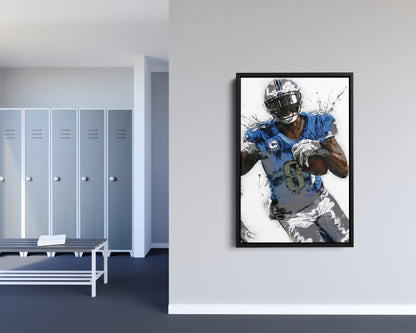 Calvin Johnson Poster Detroit Lions Football Made Posters Canvas Print Wall Art Man Cave Gift Home Kids Decor