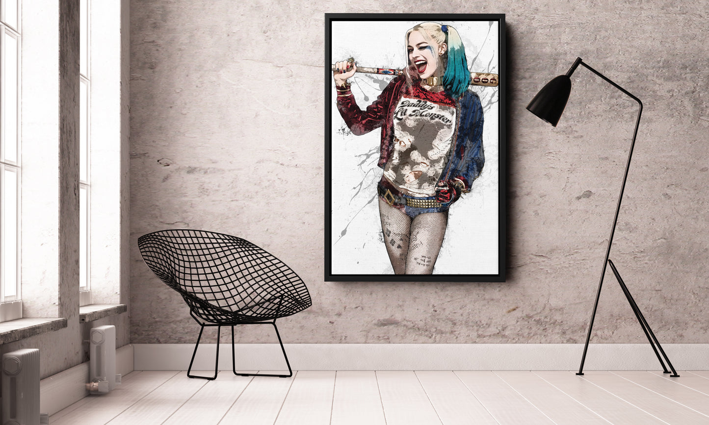 Harley Quinn Poster DC Superhero Comics Painting Hand Made Posters Canvas Print Kids Wall Art Man Cave Gift Home Decor