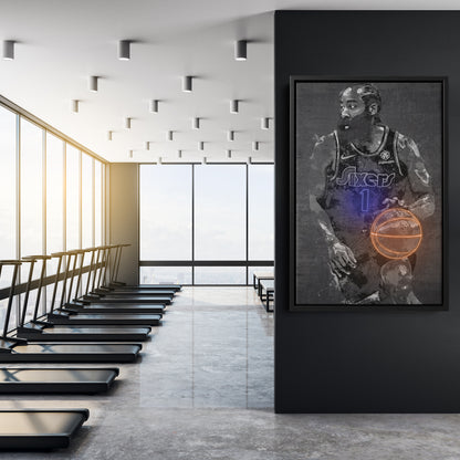 James Harden Poster Graffiti Neon Philadelphia 76ers NBA Hand Made Poster Canvas Print Kids Wall Art Man Cave Gift Home Decor