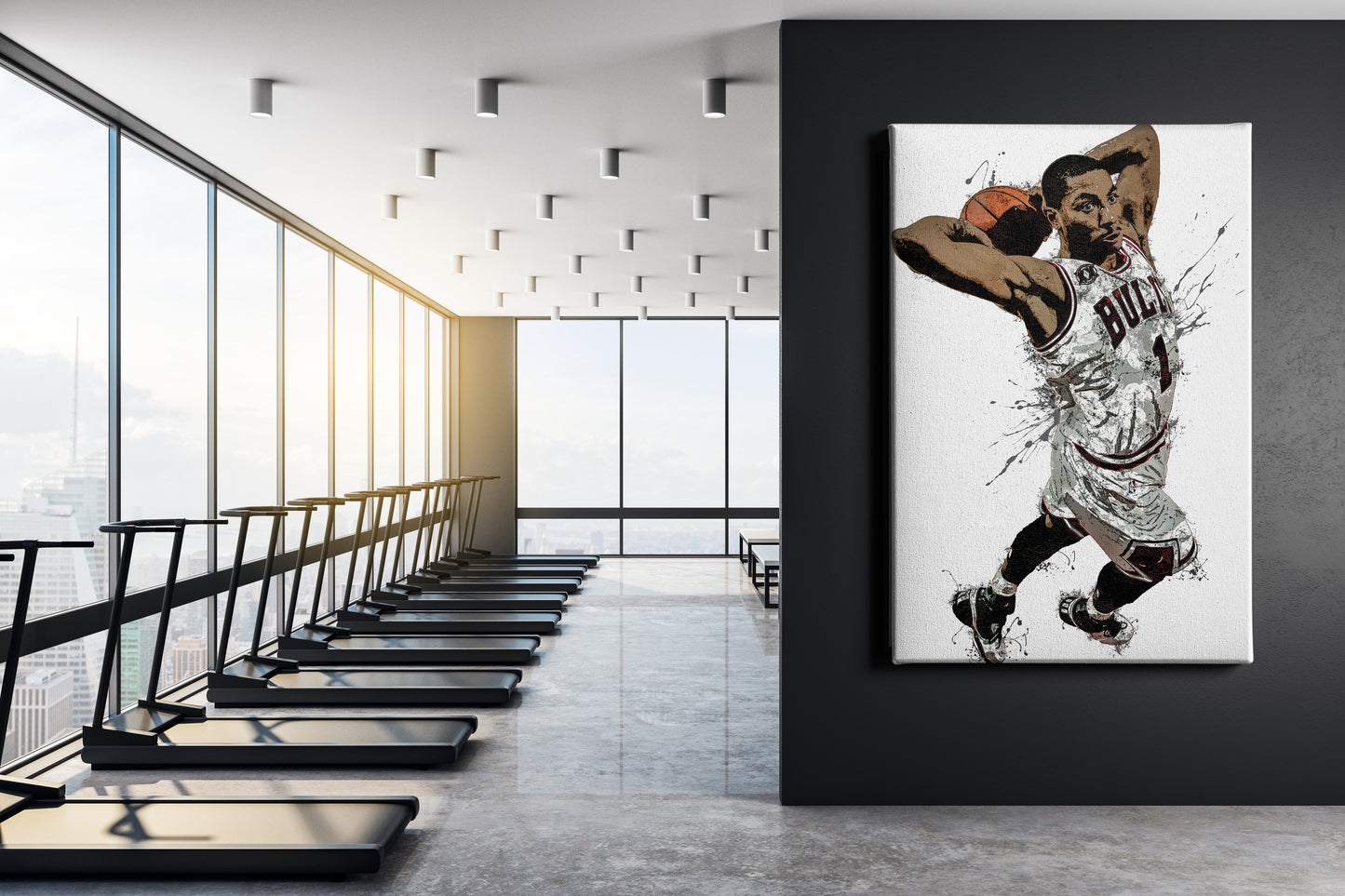Derrick Rose Dunk Poster Chicago Bulls Basketball Hand Made Posters Canvas Print Wall Art Man Cave Gift Home Kids Decor
