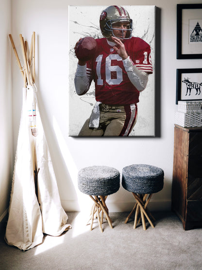 Joe Montana Poster San Francisco 49ers Football Painting Hand Made Posters Canvas Print Wall Art Man Cave Gift Home Kids Decor