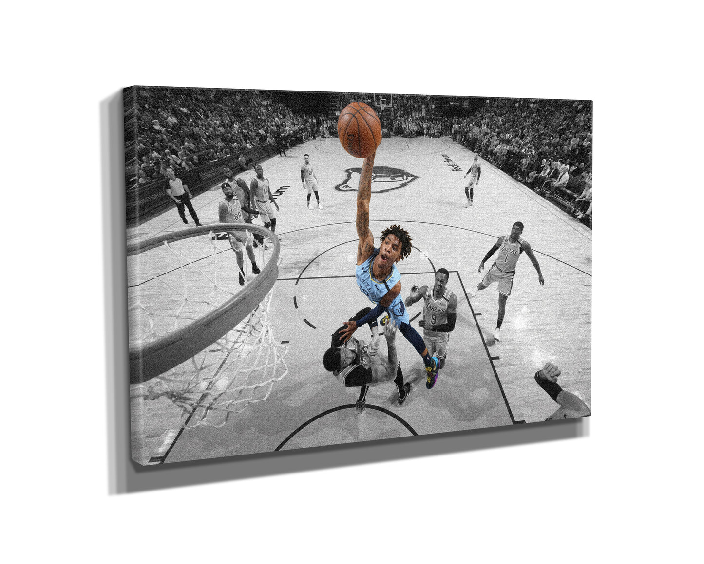 Ja Morant Dunk Attempt over Davis Poster Memphis Grizzlies Basketball Hand Made Poster Canvas Print Kids Wall  Art Man Cave Gift Home Decor