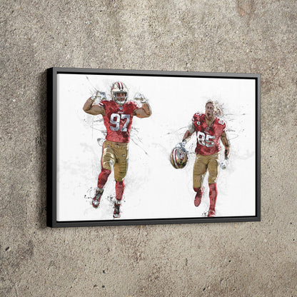 Nick Bosa George Kittle Poster San Fransisco 49ers Football Painting Hand Made Posters Canvas Print Wall Kids Art Man Cave Gift Home Decor