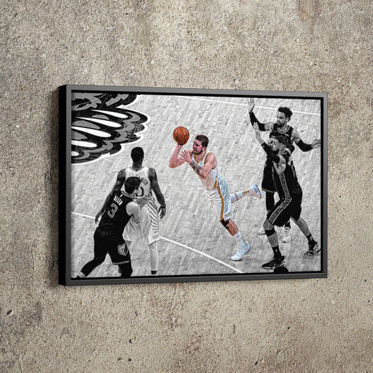 Luka Doncic Game Winning 3 Point Floater Poster Basketball Hand Made Posters Canvas Framed Print Wall Kids Art Man Cave Gift Home Decor