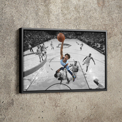 Ja Morant Dunk Attempt over Davis Poster Memphis Grizzlies Basketball Hand Made Poster Canvas Print Kids Wall  Art Man Cave Gift Home Decor