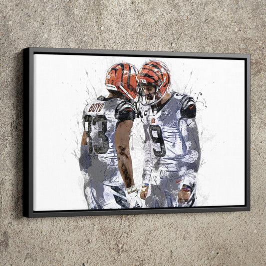 Joe Burrow Tyler Boyd Poster Cincinnati Bengals Painting Football Hand Made Posters Canvas Print Kids Wall Art Home Man Cave Gift Decor