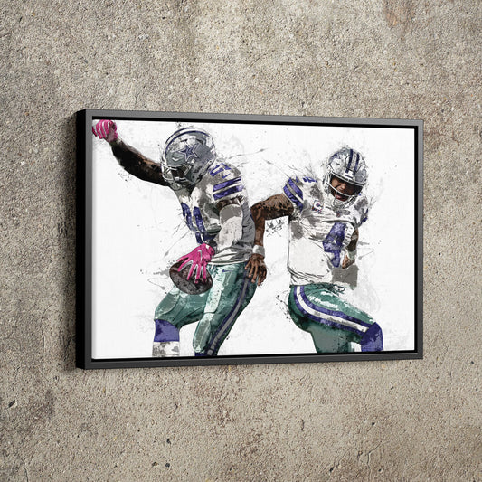 Dak and Zeke Poster Dallas Cowboys Football Painting Hand Made Posters Canvas Print Kids Wall Art Man Cave Gift Home Decor