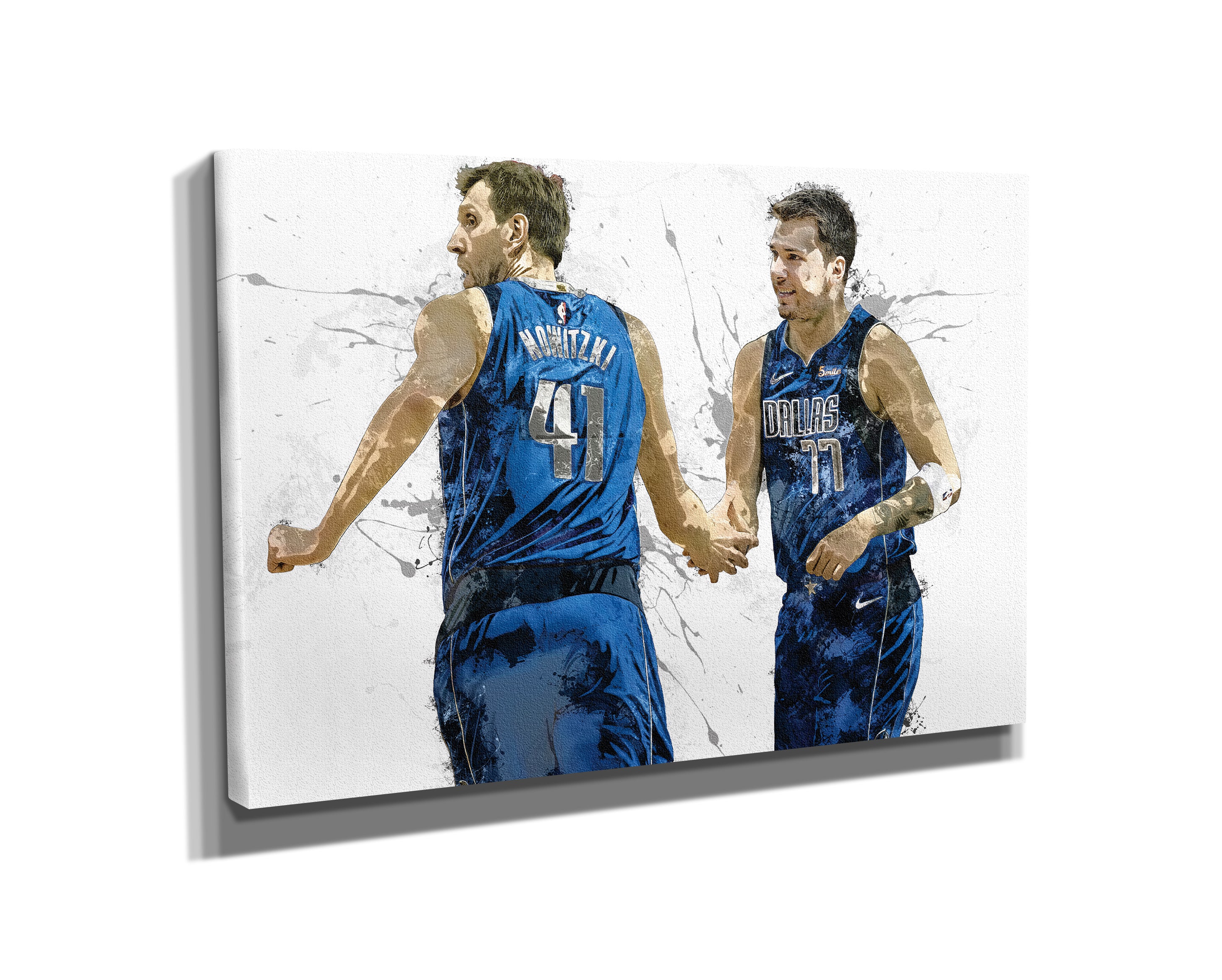 Luka Doncic Dirk Nowitzki Poster Dallas Mavericks Basketball